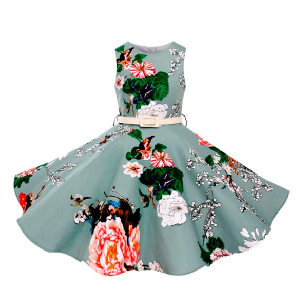 Vestido vintage con estampado floral para niñas