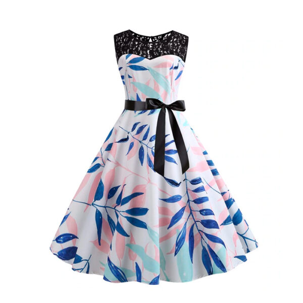 Vestido vintage estampado florar colores azules y rosa